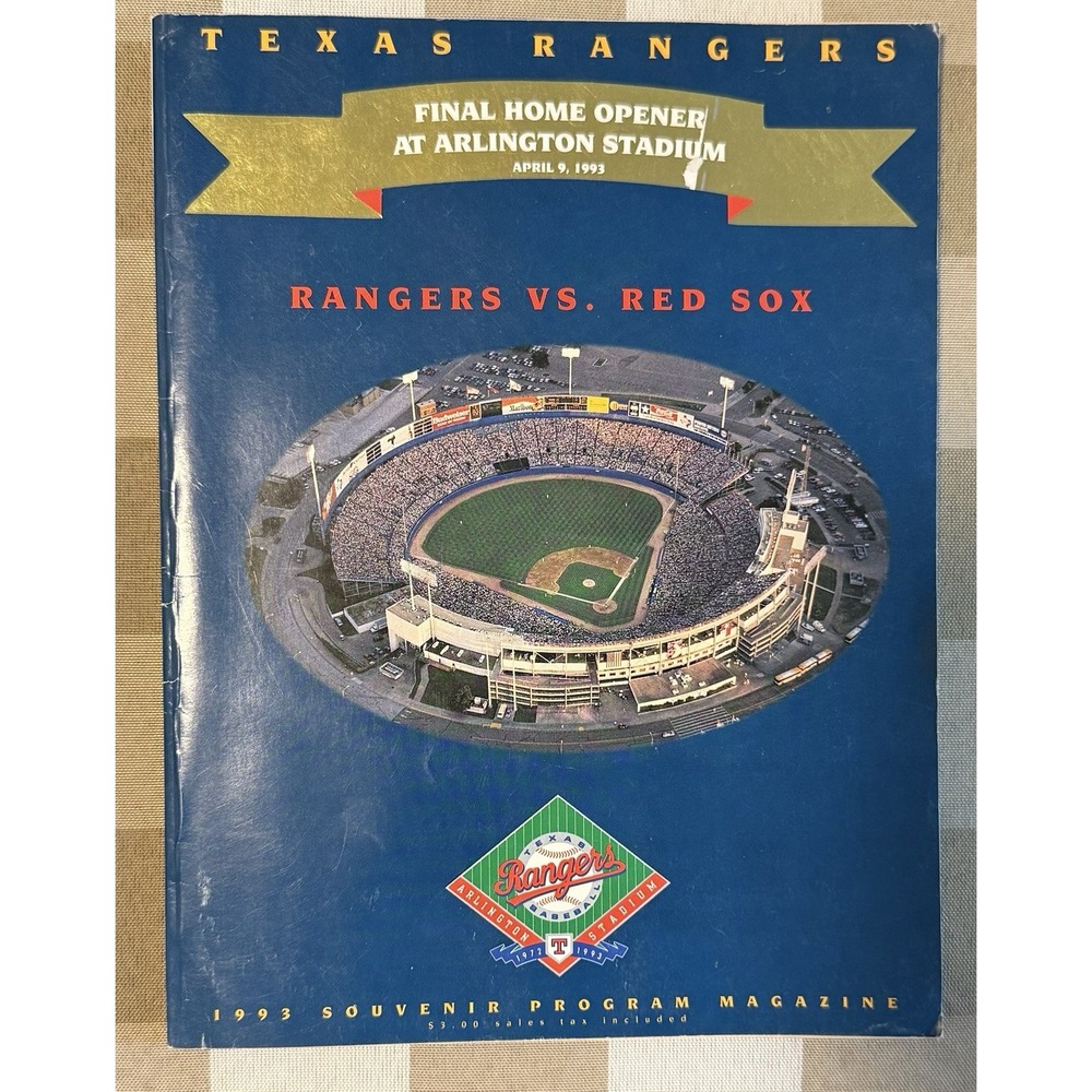 TEXAS RANGERS Final Home Opener at Arlington Stadium‎ RED SOX Program NOLAN RYAN